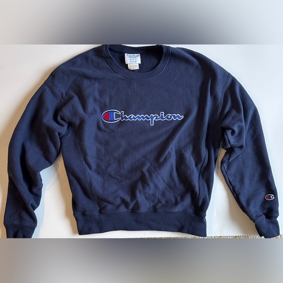 Champion Reverse Weave Navy‎ Blue Sweatshirt Women's Medium - Picture 1 of 4